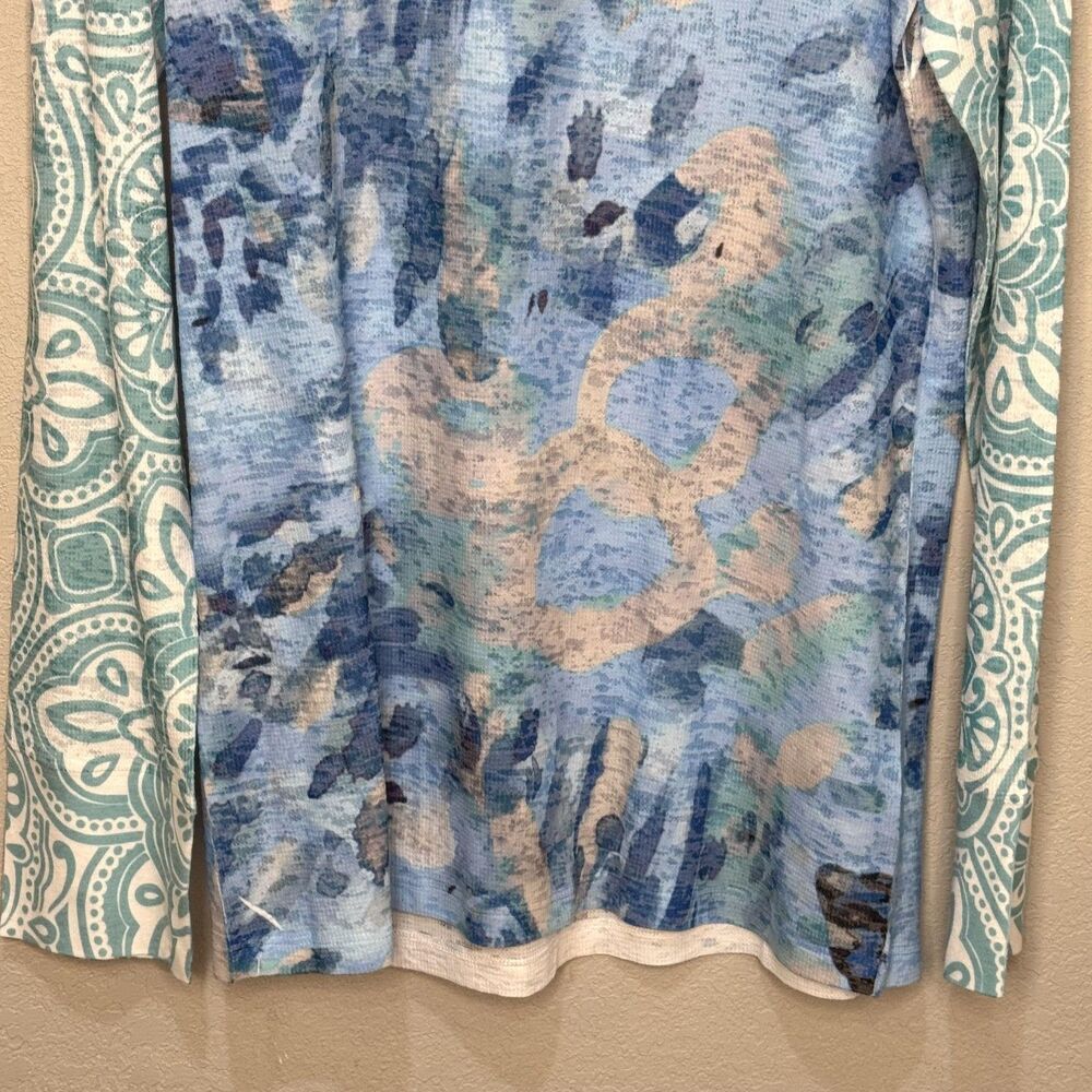 Before+Again Shirt Womens XL Blue Abstract Print Free Flowing Long Sleeve Tee - Picture 6 of 8